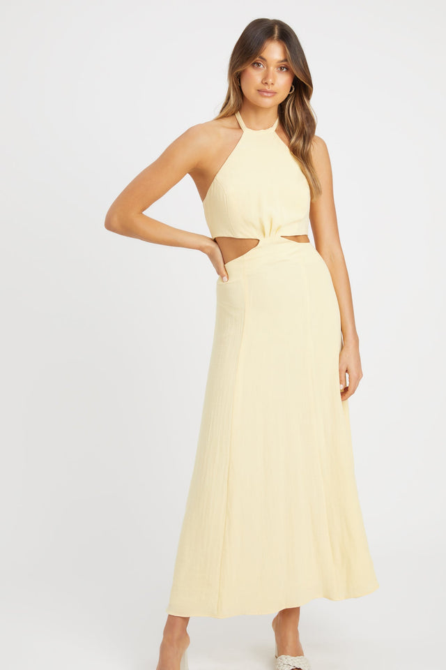 product Hayman Cut Out Midi Dress Kookai Aline Midi Relaxed Roundneck yellow womens-dresses 