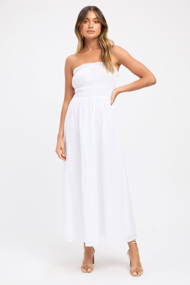 product Georgette Strapless Dress Kookai Fit-and-flare Maxi Relaxed Straight white womens-dresses 