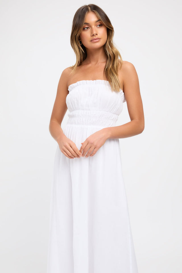 product Georgette Strapless Dress Kookai Fit-and-flare Maxi Relaxed Straight white womens-dresses 
