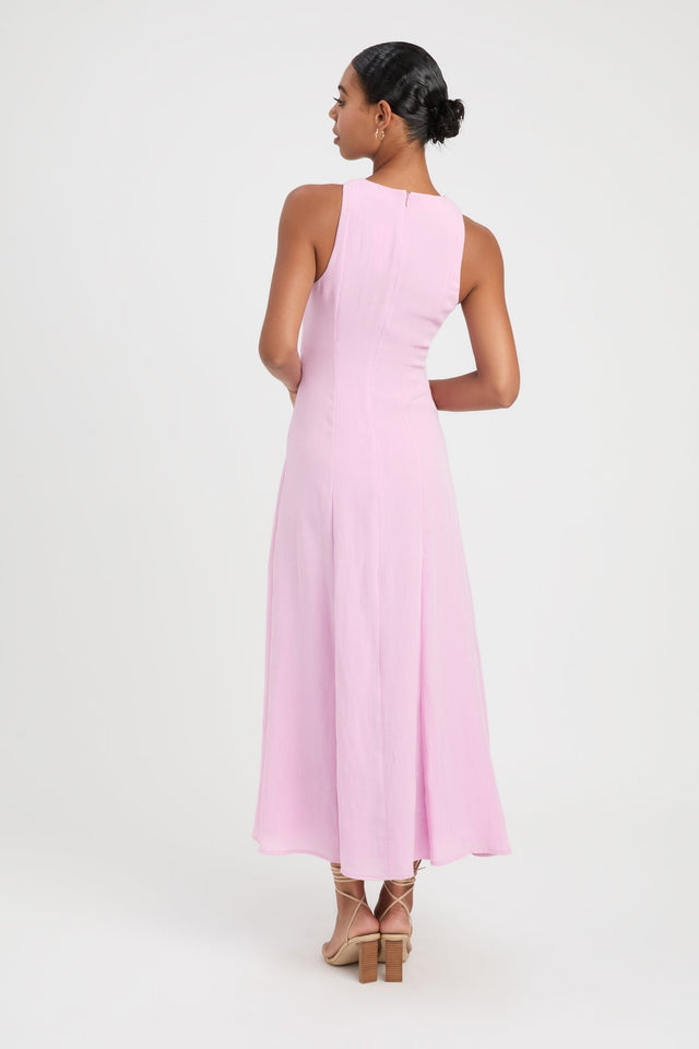 front Hayman Diamond Dress Kookai Aline Midi Relaxed Boatneck pink womens-dresses 