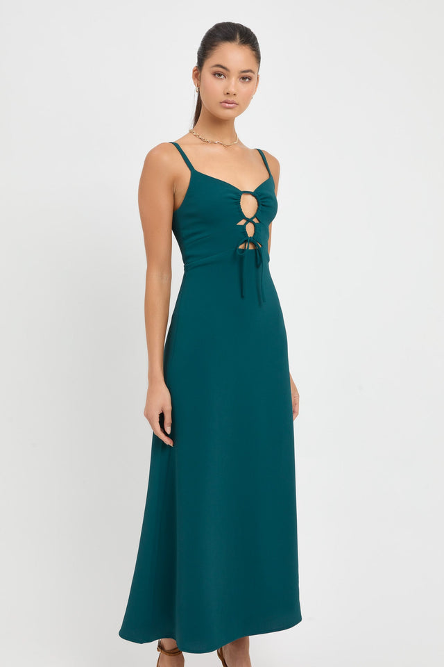 product Alpha Tie Front Dress Kookai Aline Maxi Relaxed V-neck teal womens-dresses 