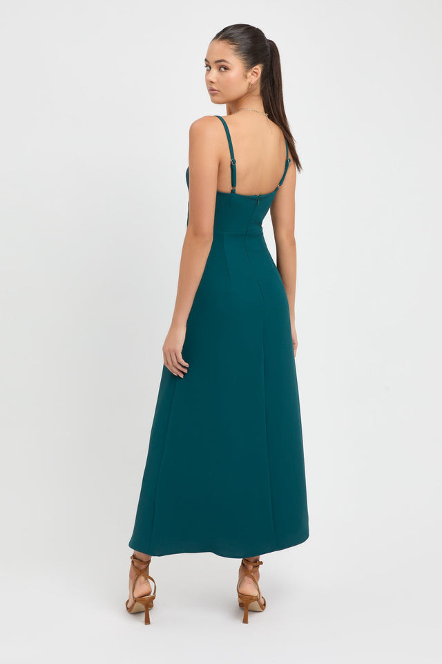 front Alpha Tie Front Dress Kookai Aline Maxi Relaxed V-neck teal womens-dresses 