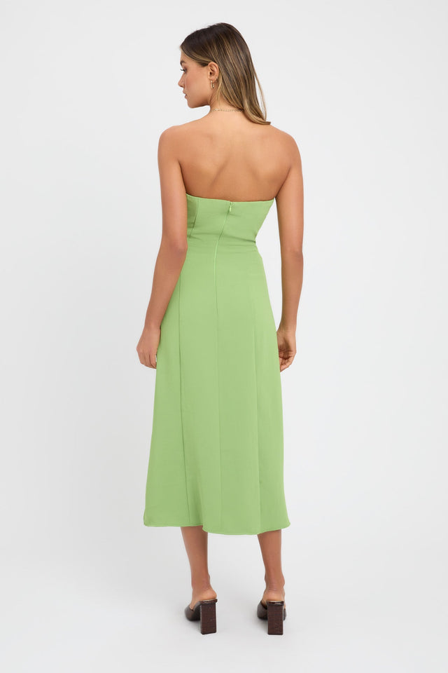 front Alpha Slim Midi Dress Kookai Aline Midi Relaxed Straight green womens-dresses 