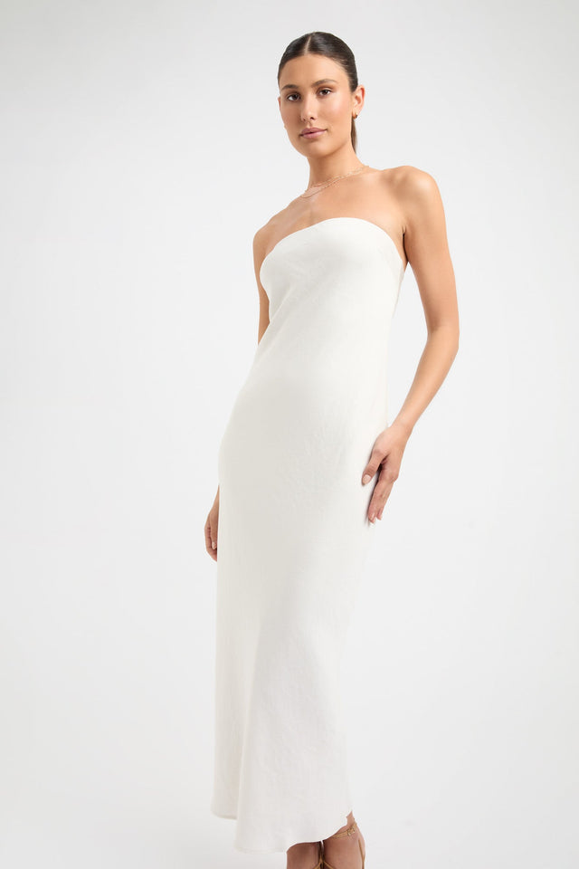 front Milan Ivy Slip Dress Kookai Straight Midi Relaxed Straight white womens-dresses 