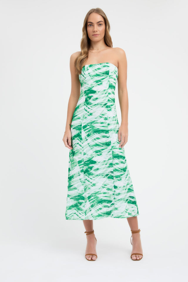 product Tori Strapless Dress Kookai Aline Midi Relaxed Squareneck blue womens-dresses 