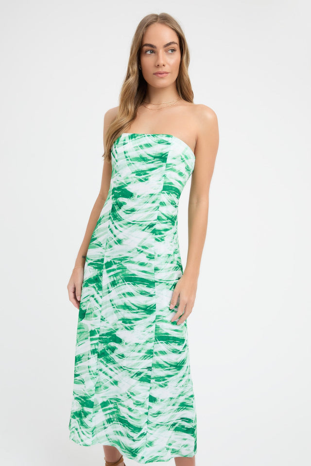 product Tori Strapless Dress Kookai Aline Midi Relaxed Squareneck blue womens-dresses 