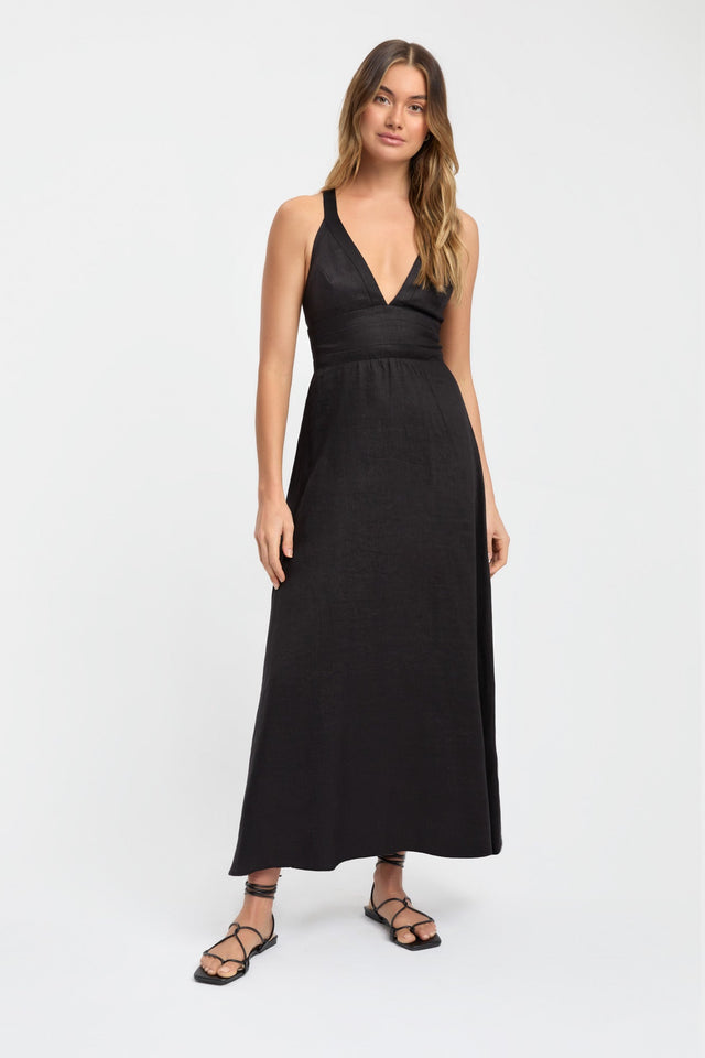 product Tahiti Vee Dress Kookai Fit-and-flare Maxi Relaxed Plungeneck black womens-dresses 