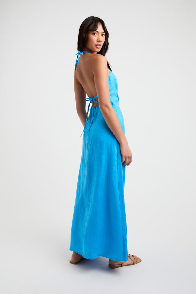 product Tahiti Tied Halter Dress Kookai Aline Maxi Relaxed Plungeneck blue womens-dresses 