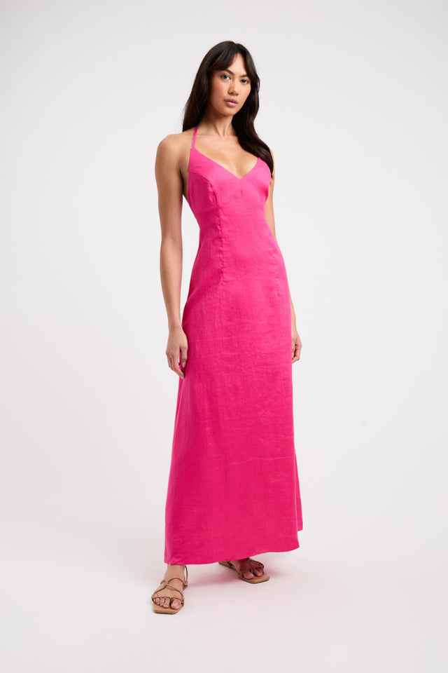 product Tahiti Tied Halter Dress Kookai Aline Maxi Relaxed Plungeneck pink womens-dresses 