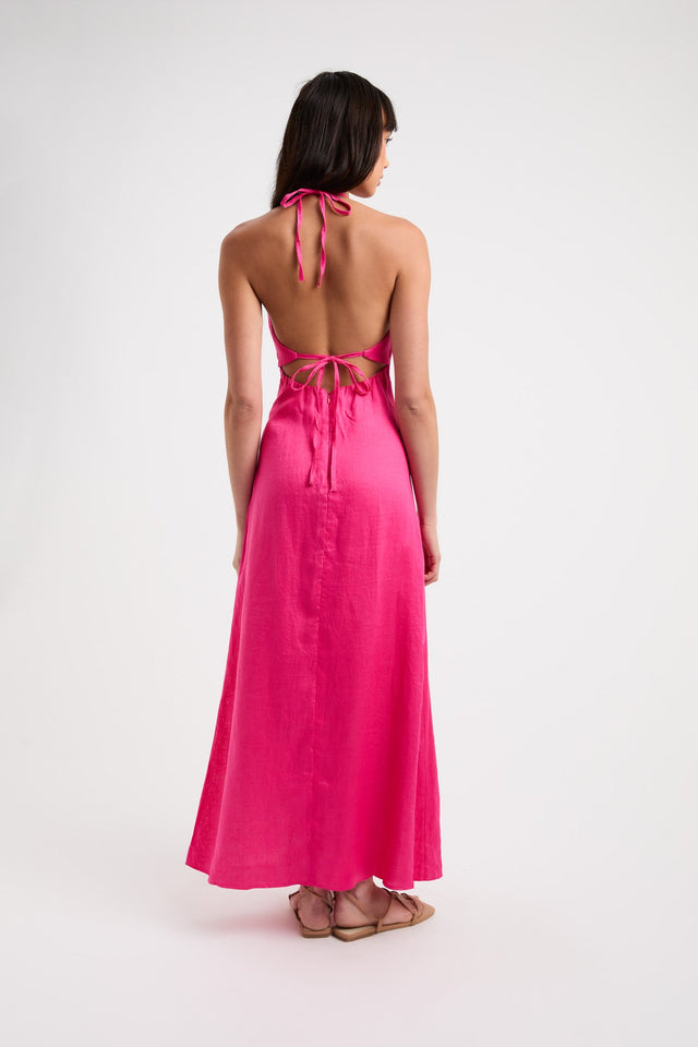 product Tahiti Tied Halter Dress Kookai Aline Maxi Relaxed Plungeneck pink womens-dresses 