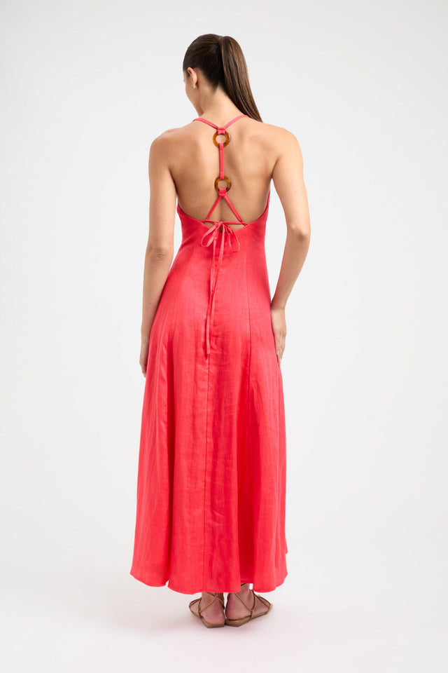 product Tahiti Ring Back Dress Kookai Fit-and-flare Maxi Relaxed Plungeneck red womens-dresses 