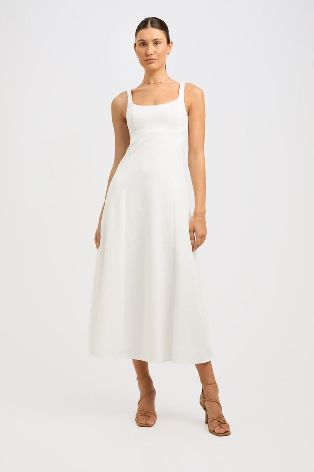product Ariel Bodice Dress Kookai Fit-and-flare Midi Fitted Squareneck white womens-dresses 
