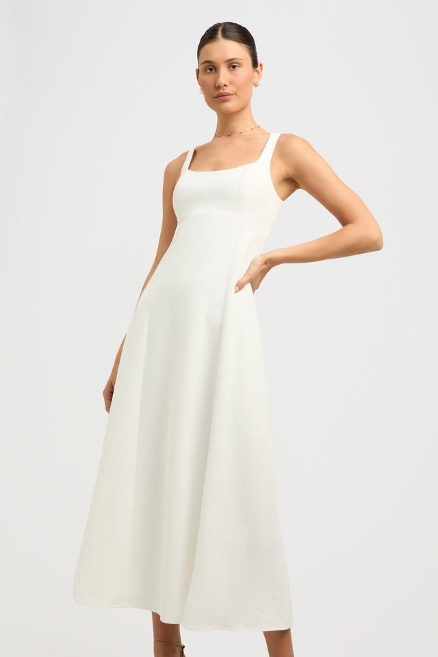 product Ariel Bodice Dress Kookai Fit-and-flare Midi Fitted Squareneck white womens-dresses 