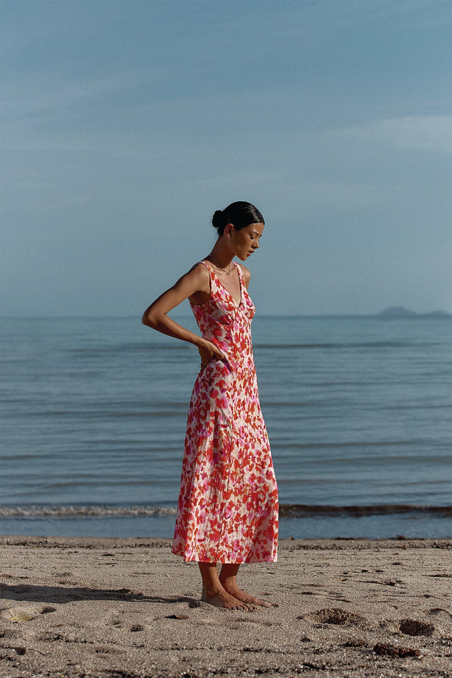 product Xanthe Midi Dress Kookai Aline Maxi Relaxed V-neck pink womens-dresses 
