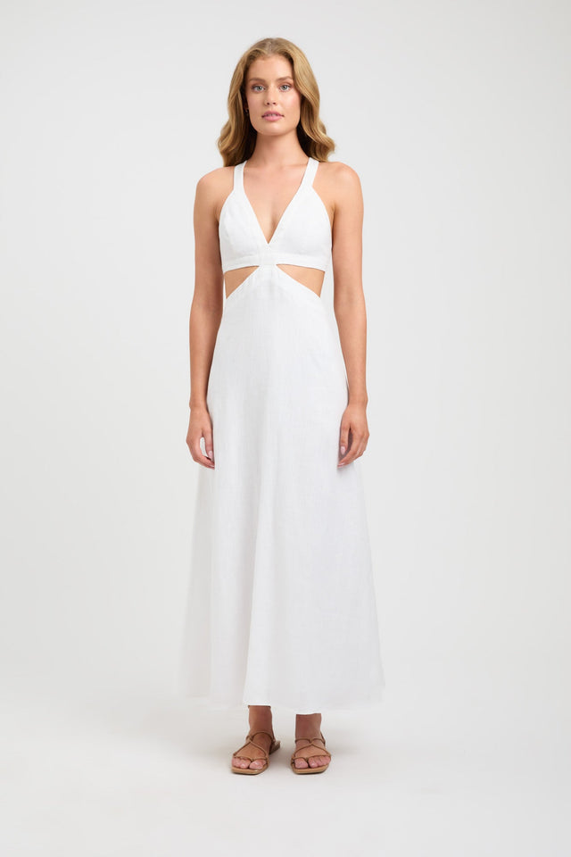 product Tahiti Midi Dress Kookai Fit-and-flare Midi Relaxed Plungeneck white womens-dresses 
