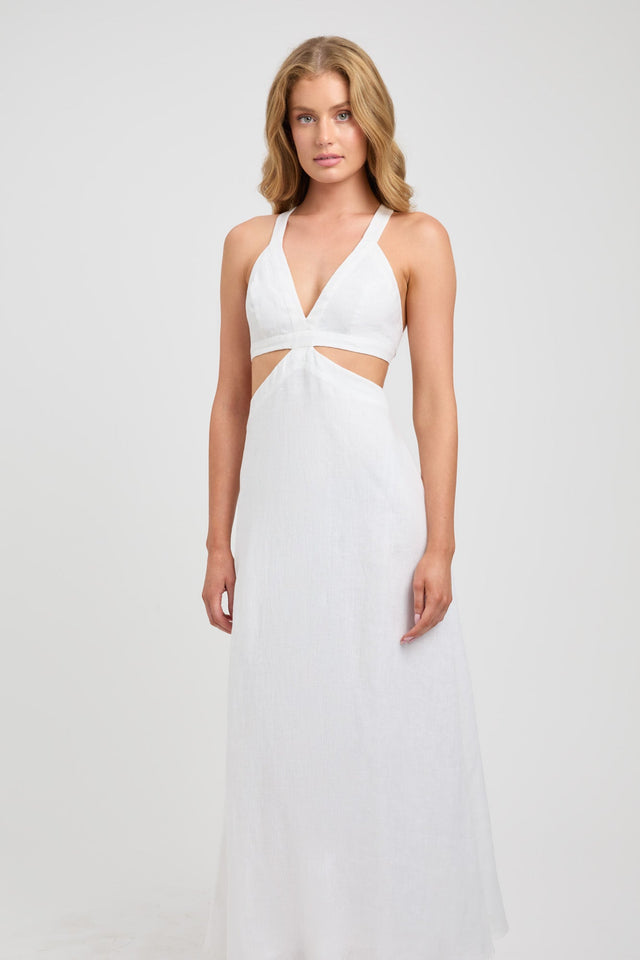 product Tahiti Midi Dress Kookai Fit-and-flare Midi Relaxed Plungeneck white womens-dresses 