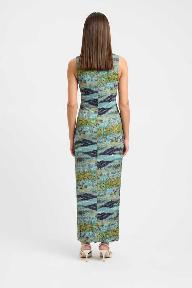 product Vera Midi Dress Kookai Straight Maxi Fitted Roundneck blue womens-dresses 