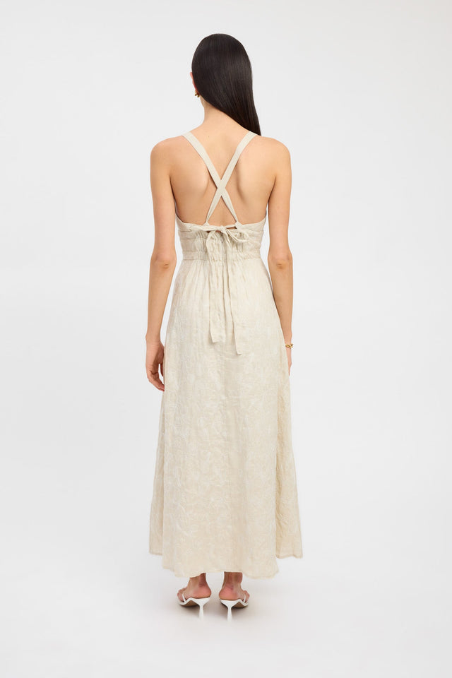 product Tallulah Vee Dress Kookai Fit-and-flare Midi Relaxed Plungeneck beige womens-dresses 