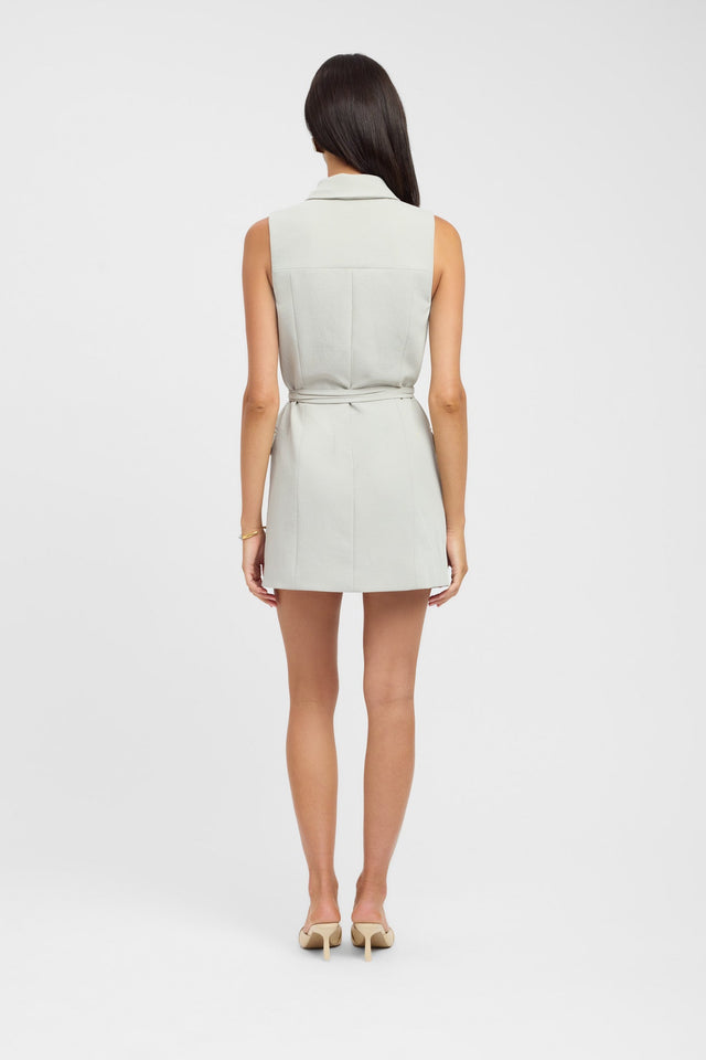 back Ariel Vest Mini Dress Kookai Straight Mini Relaxed V-neck grey womens-dresses 