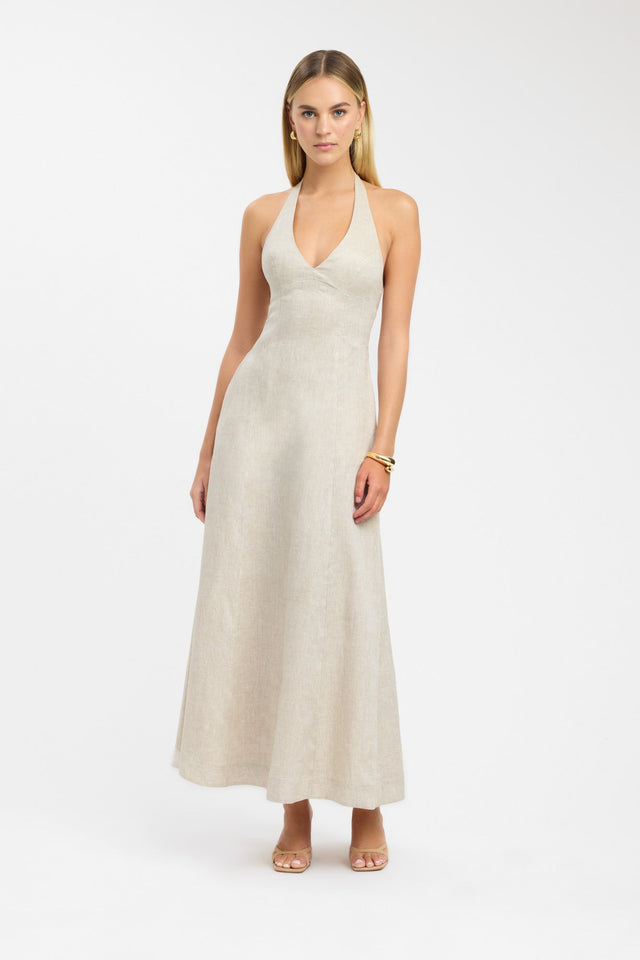 side Tahiti Halter Maxi Dress Kookai Fit-and-flare Maxi Fitted Plungeneck brown womens-dresses 