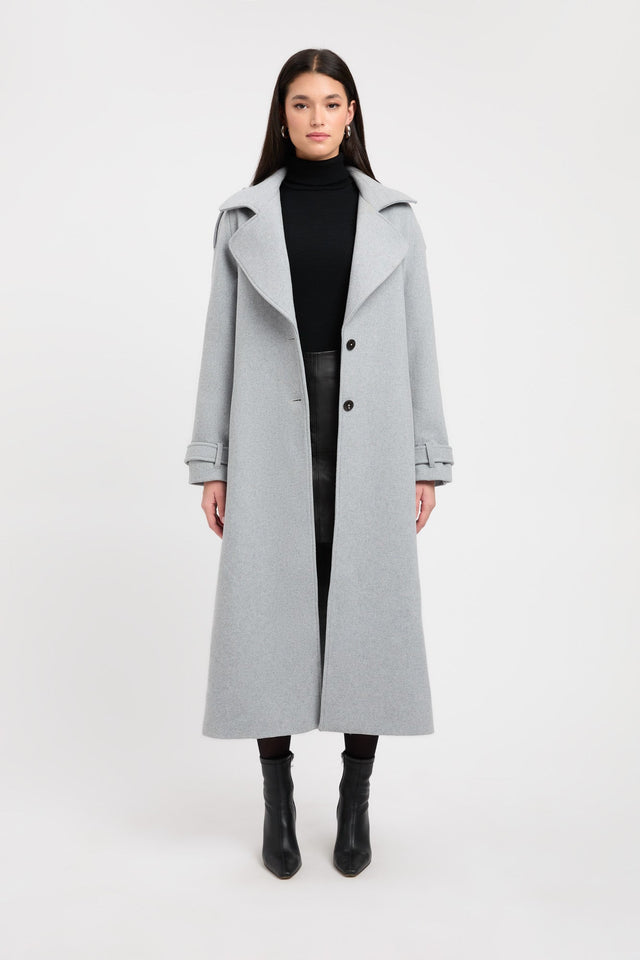 product Aspen Core Coat Kookai Long sleeve Overcoat Full length grey womens-coats-and-jackets 