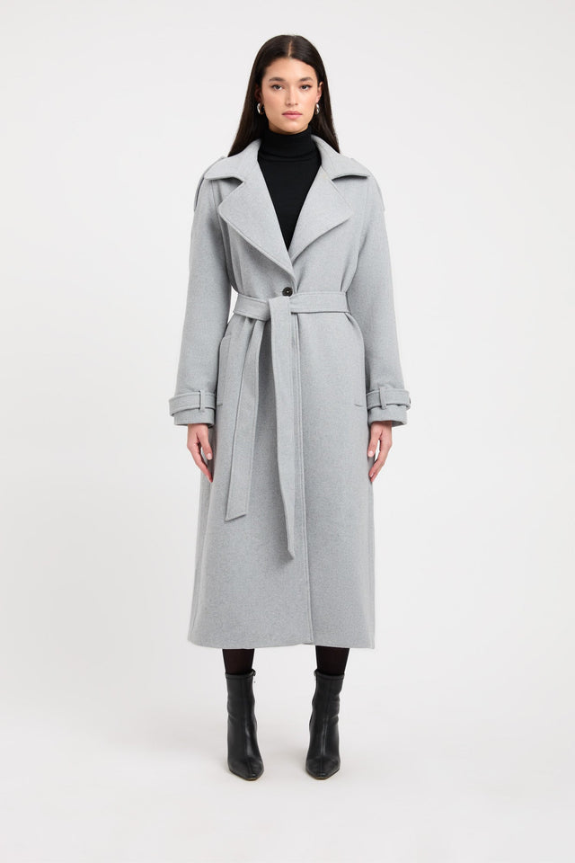 product Aspen Core Coat Kookai Long sleeve Overcoat Full length grey womens-coats-and-jackets 