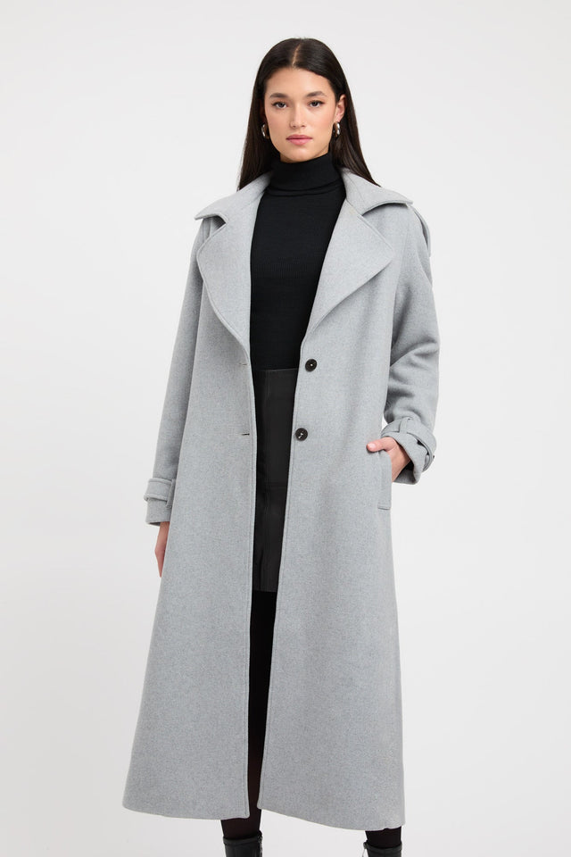 product Aspen Core Coat Kookai Long sleeve Overcoat Full length grey womens-coats-and-jackets 