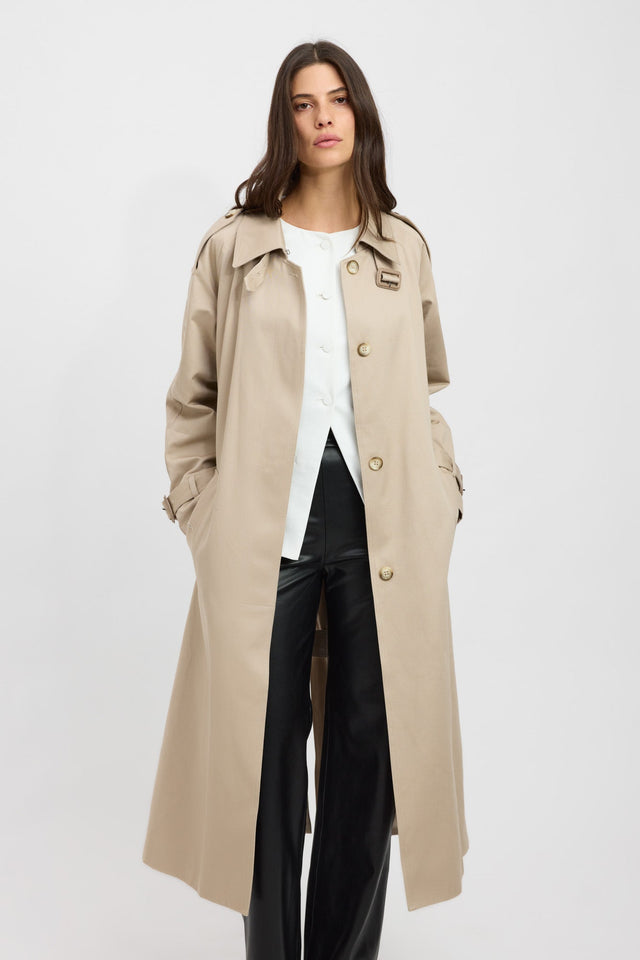 back Silas Trench Kookai Long sleeve Full length black womens-coats-and-jackets 