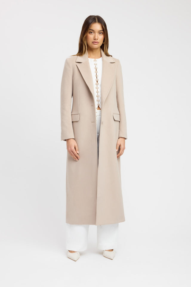 front Vienna Core Coat Kookai Long sleeve Overcoat Full length womens-coats-and-jackets 