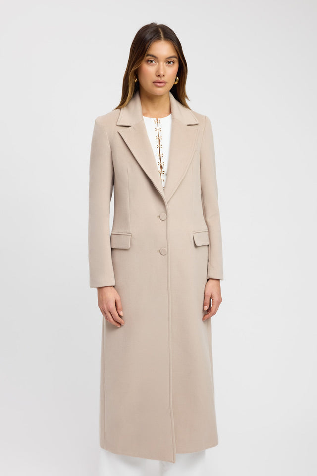 side Vienna Core Coat Kookai Long sleeve Overcoat Full length womens-coats-and-jackets 