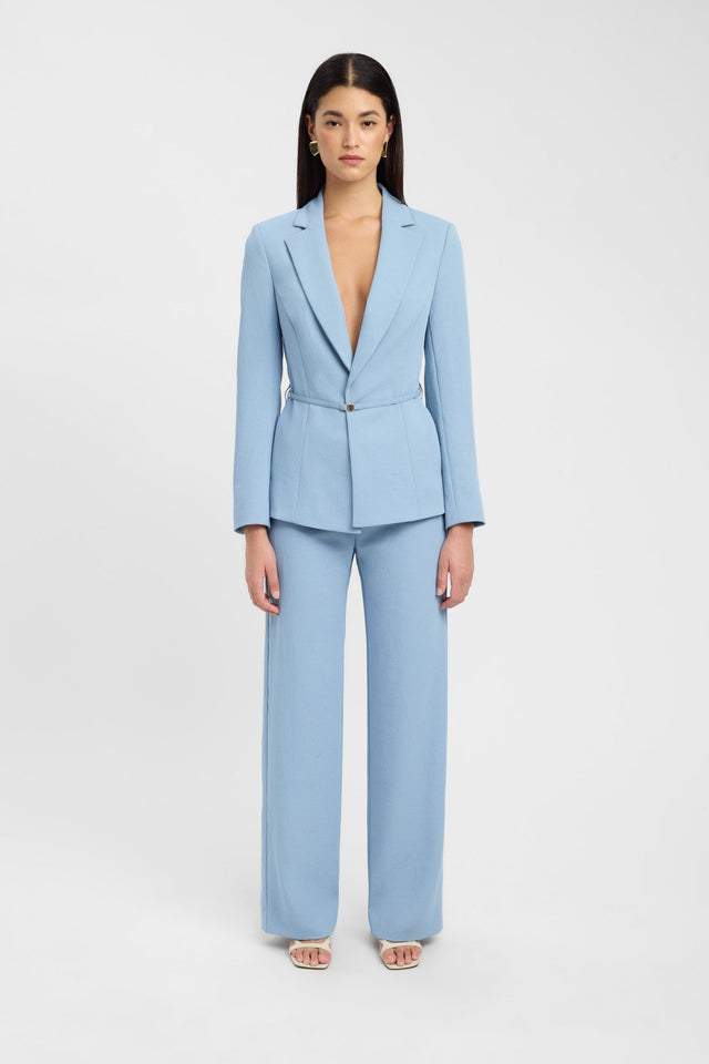 side Ariel Belted Blazer Kookai Long sleeve Blazer Regular blue womens-coats-and-jackets 