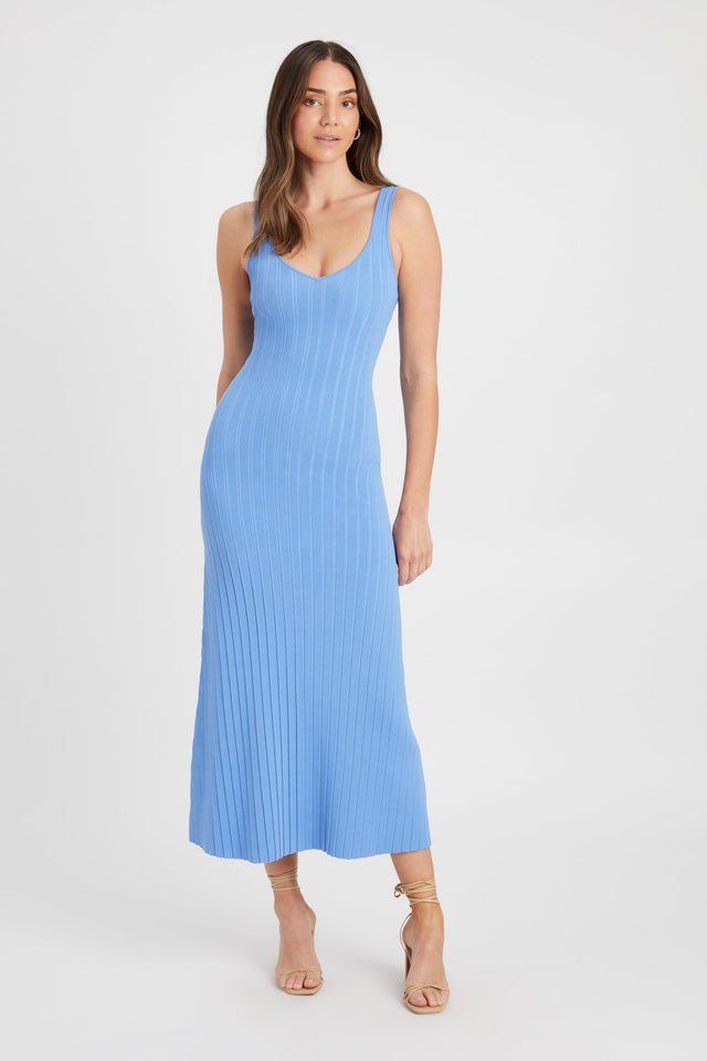 product Stirling Strap Dress Kookai Aline Midi Fitted V-neck blue womens-dresses 