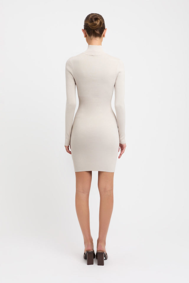 product Snowden Rib Corset Mini Dress Kookai Bodycon Mini Fitted Highneck white womens-dresses 