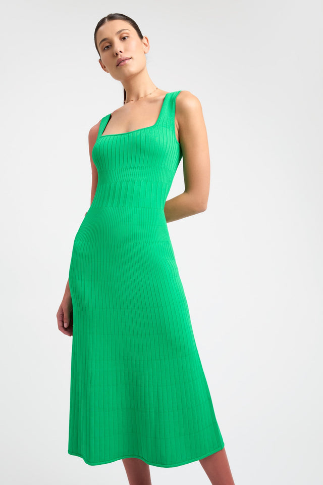 product Serah Tank Midi Dress Kookai Fit-and-flare Midi Fitted Squareneck green womens-dresses 