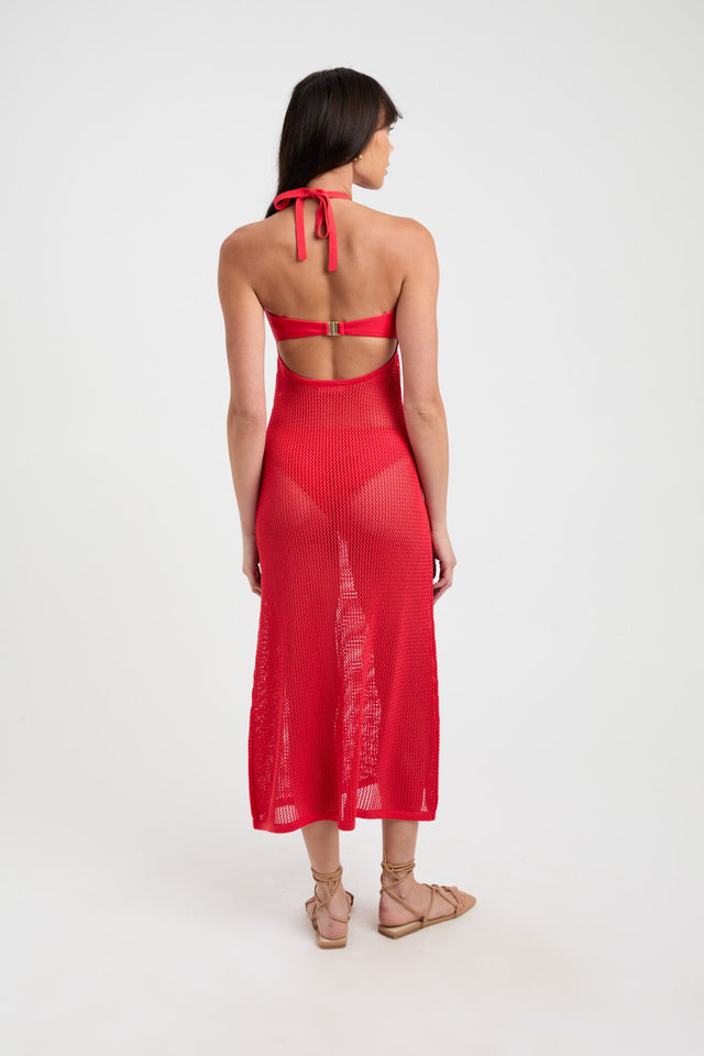 product Pascha Midi Dress Kookai Straight Midi Fitted Highneck red womens-dresses 