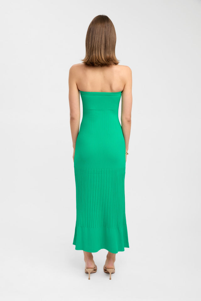 back Serah Strapless Dress Kookai Straight Maxi Fitted Straight green womens-dresses 