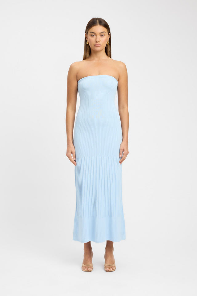product Serah Strapless Dress Kookai Bodycon Midi Fitted Straight light blue womens-dresses 