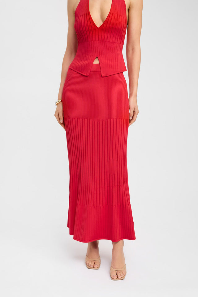 front Serah Maxi Skirt Kookai Straight Maxi red womens-skirts 