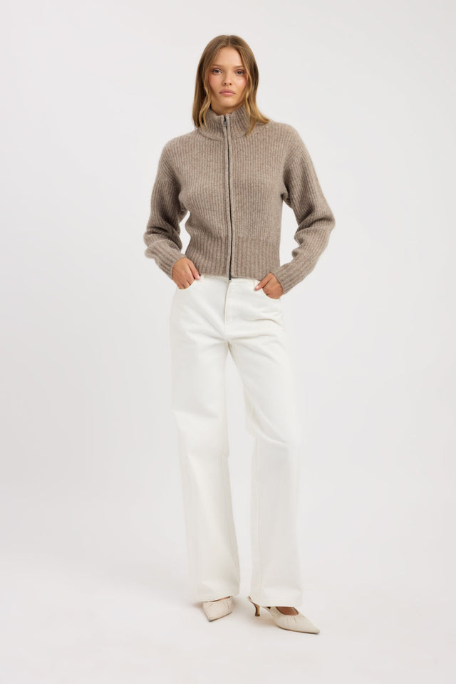 side Irina Zip Cardigan Kookai Long sleeve Regular womens-coats-and-jackets 