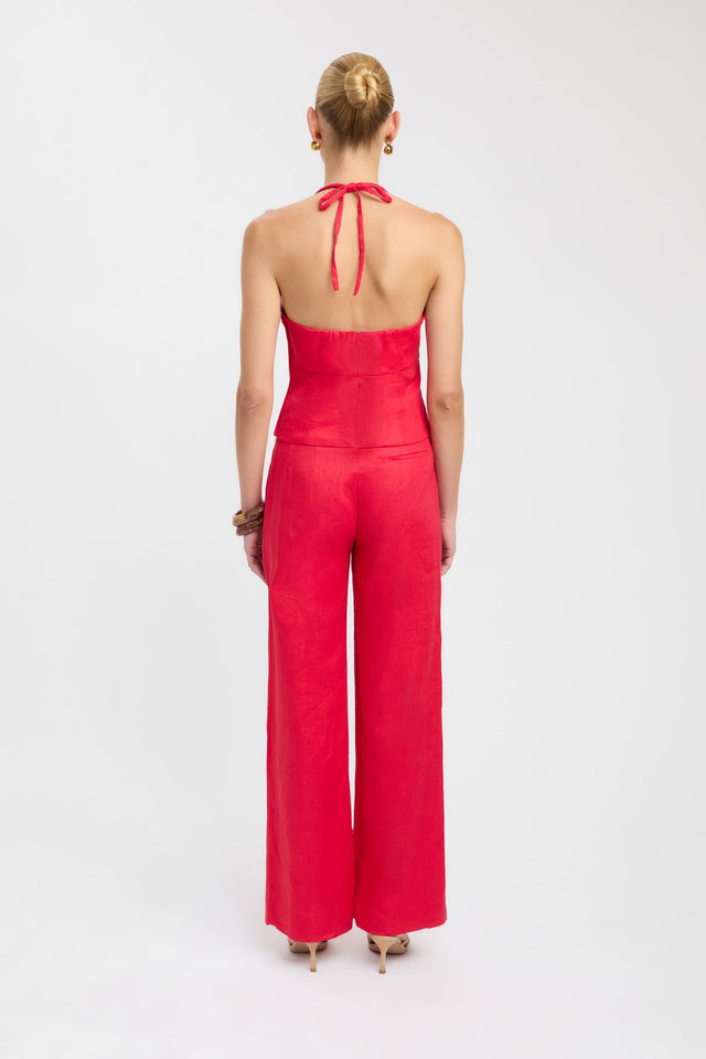 back Palm Bead Halter Top Kookai Fitted Plungeneck Sleeveless Womens-Blouse 