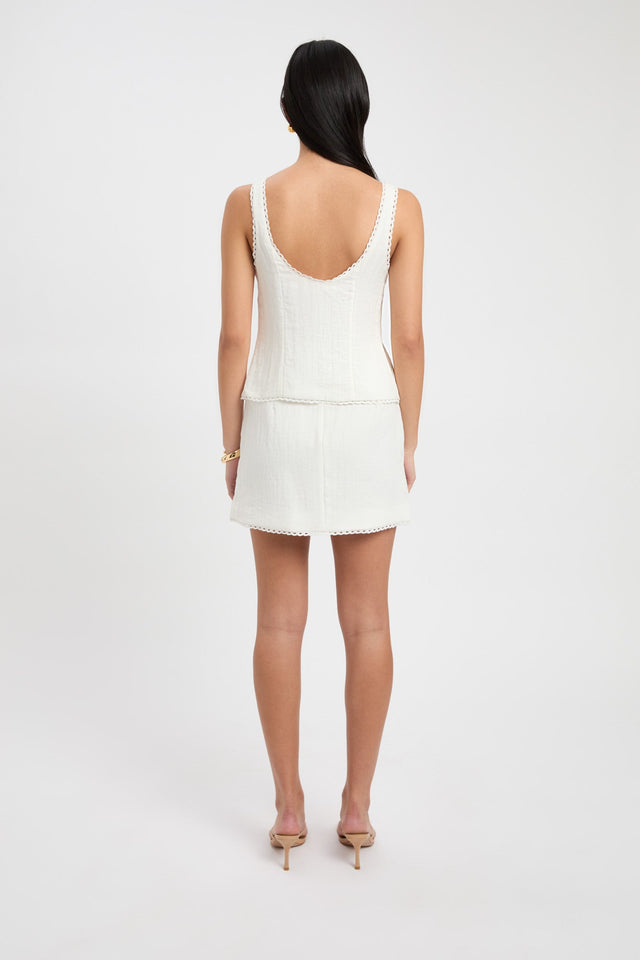 front Hayman Mini Skirt Kookai Frayed Mini white womens-skirts 