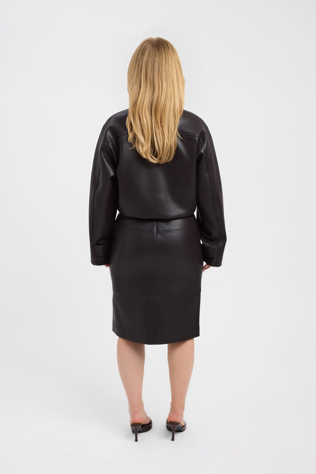 Presenting the Heavy Phoenix Funnel Jacket in womens coats and jackets with full sleeves, bomber style, short length, and black colour back