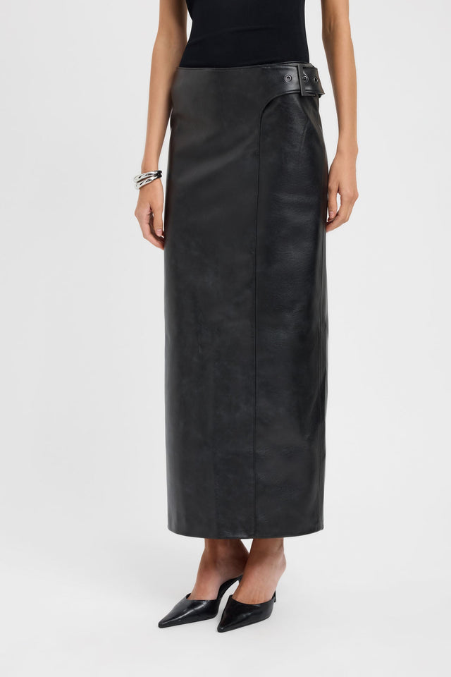 Presenting the Heavy Phoenix Belted Maxi Skirt in womens-skirts with straight hem in black side