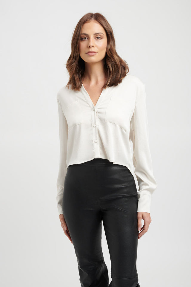 product Milan Cropped Shirt Kookai Fitted V-neck Long sleeve Womens-Blouse 