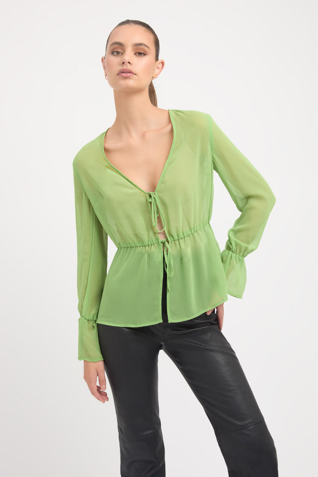 Sheer Tie Front Top