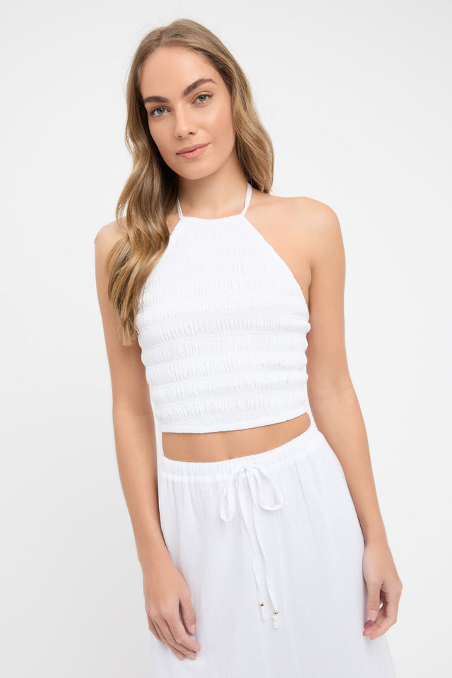 Georgette Shirred Halter