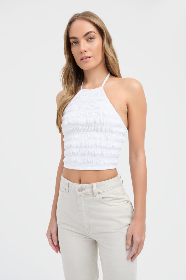 Georgette Shirred Halter