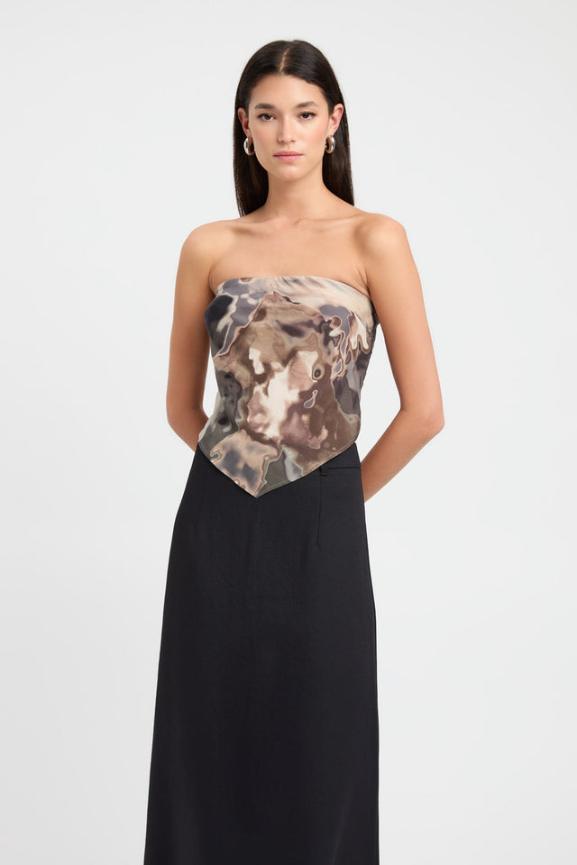 front Lucia Strapless Top Kookai Fitted Straight Sleeveless Womens-Blouse 