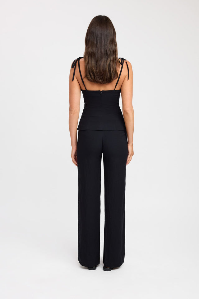 back Hayman Tie Strap Top Kookai Fitted Thin strap Sweetheart black womens-singlets 