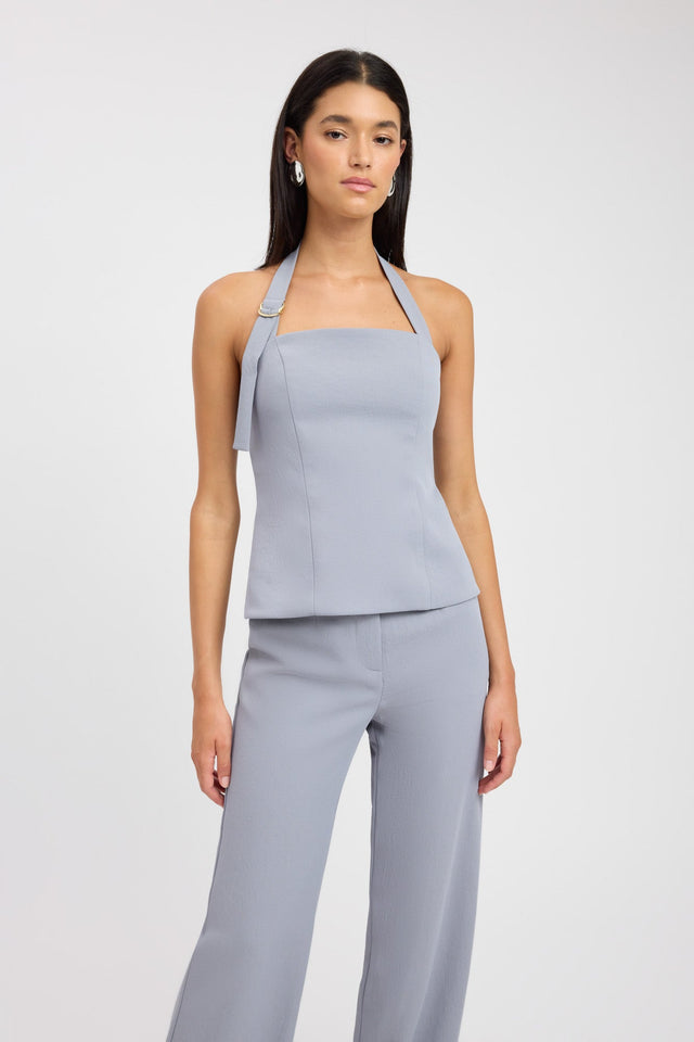 side Ariel Buckle Halter Top Kookai Relaxed Squareneck Sleeveless Womens-Blouse 